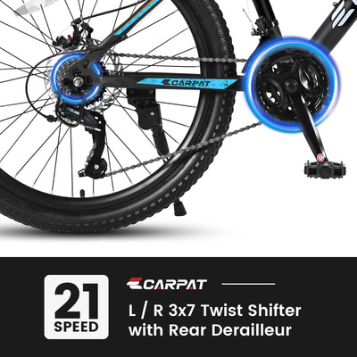 S26102 26 Inch Mountain Bike, Shimano 21 Speeds With Mechanical Disc Brakes, High-Carbon Steel Frame, Suspension Bikes Mountain Bicycle For Teenagers